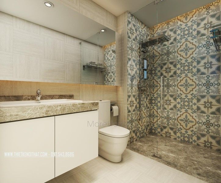 Thiết kế nội thất phòng tắm, nhà vệ sinh nhà liền kề khu đô thị Văn Quán